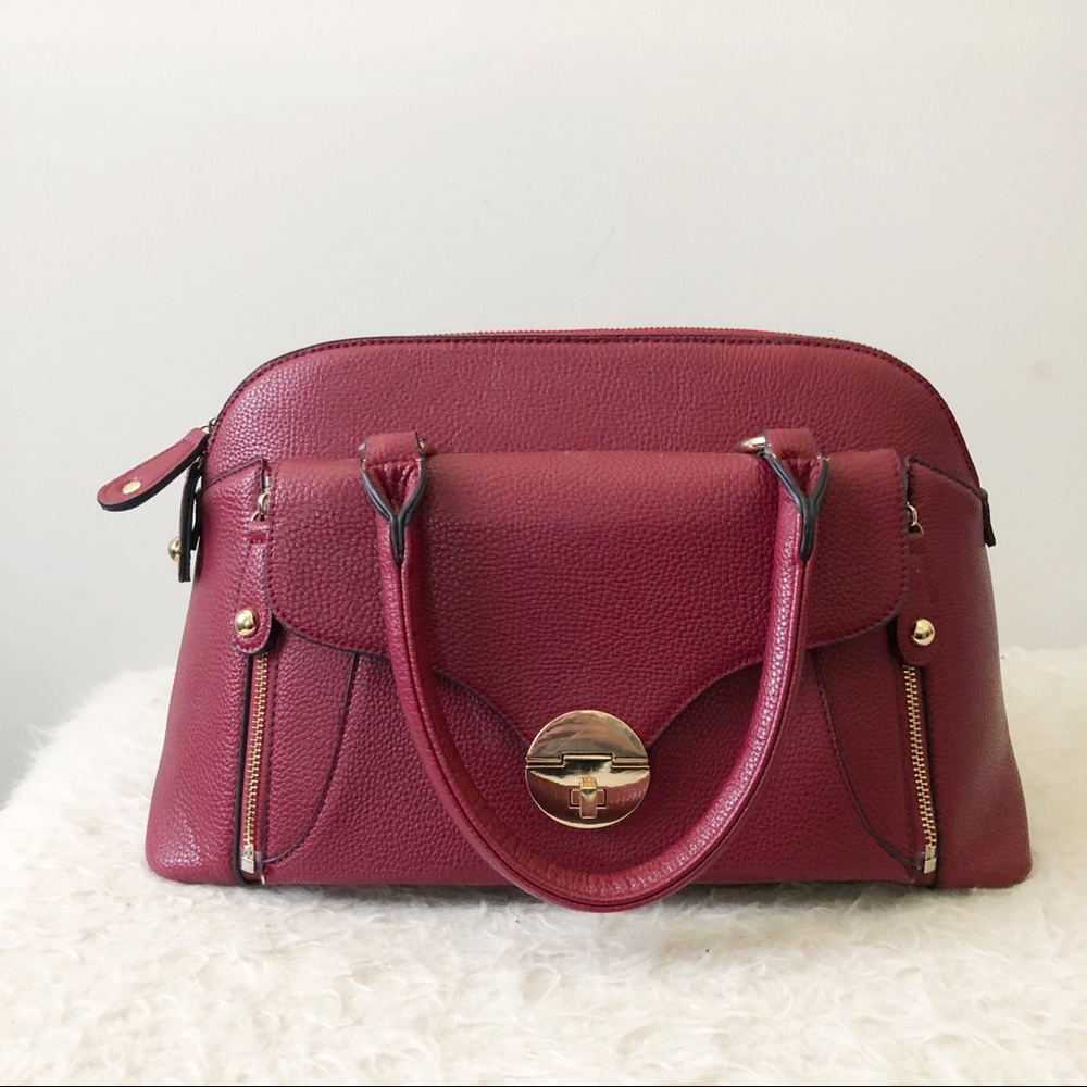 Black Rivet Burgundy Maroon Shoulder Bag